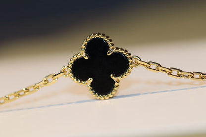 [Elitejewels]CLOVER 20 MOTIFS ONYX ROSE GOLD