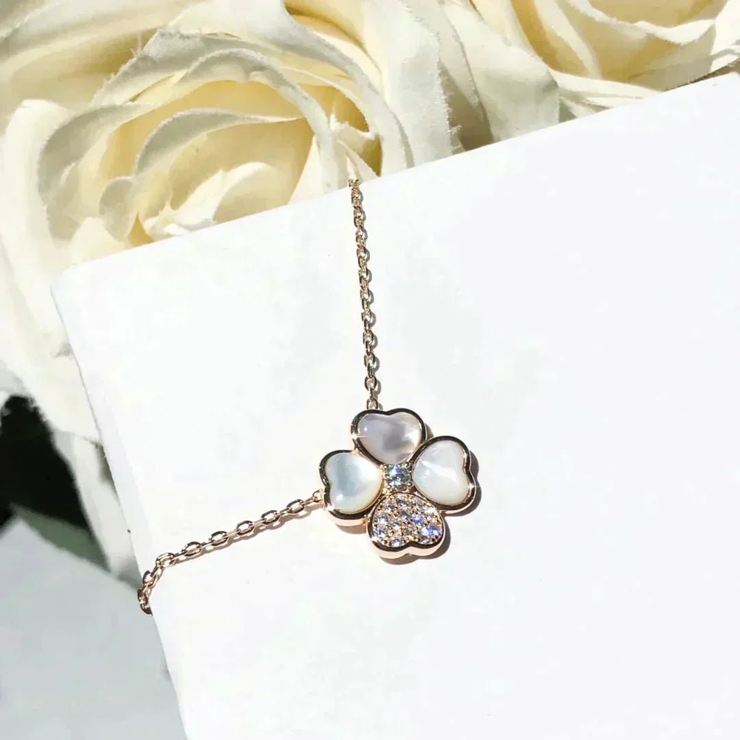 [Elitejewels]CLOVER MOP DIAMANT ROSÉGOLD HALSKETTE