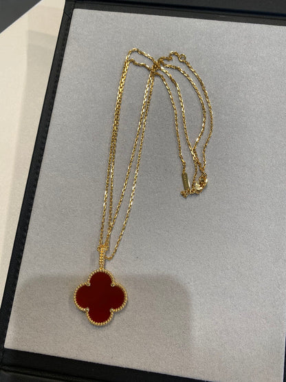 [Elitejewels]CLOVER 25MM NECKLACE GOLD CARNELIAN