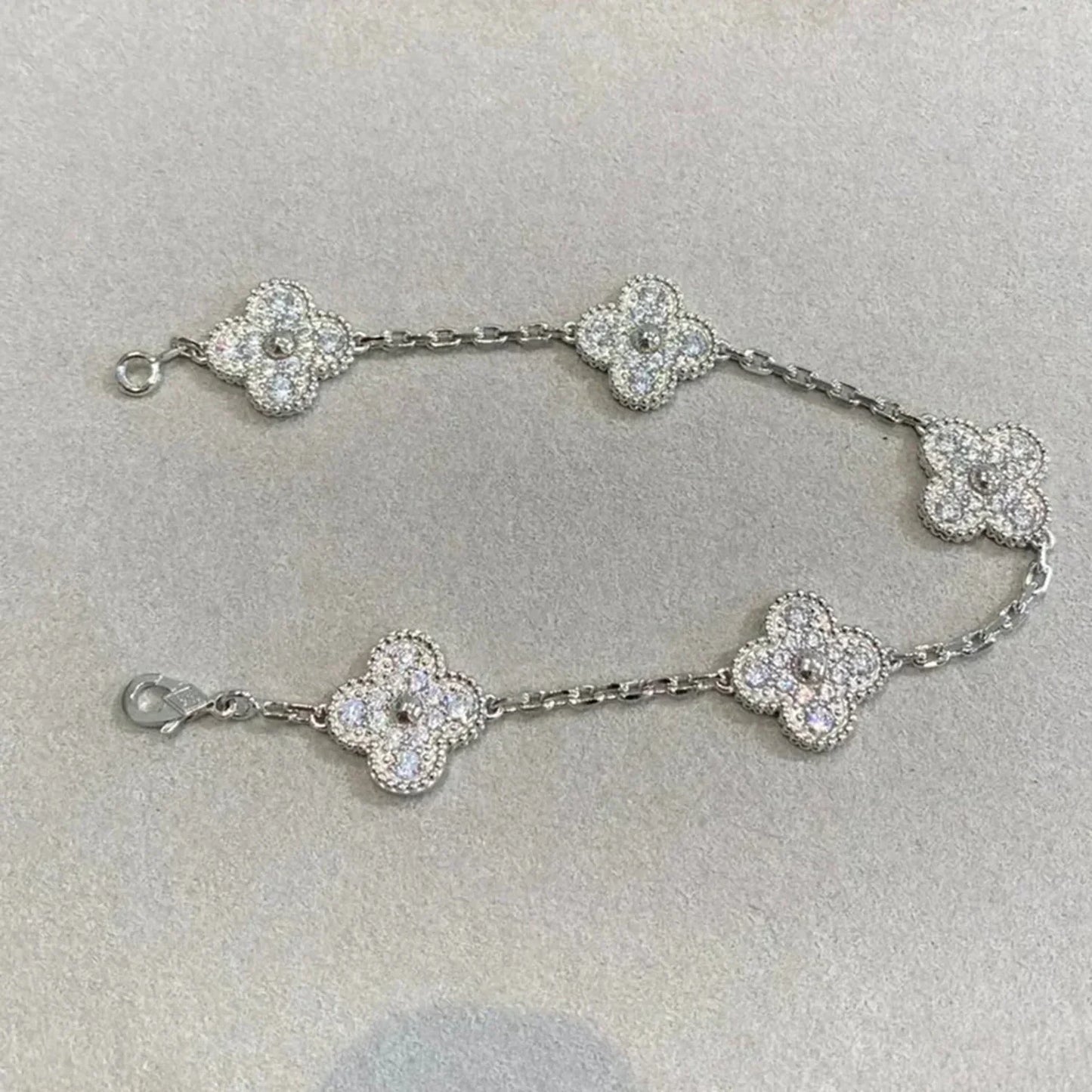 [Elitejewels]CLOVER 5 MOTIFS  DIAMOND BRACELET SILVER