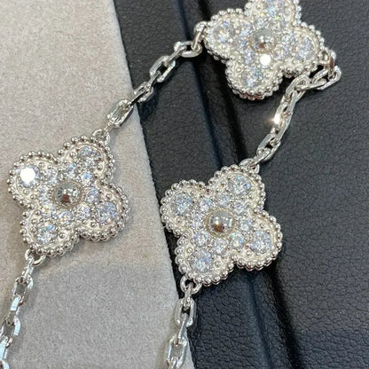 [Elitejewels]CLOVER 5 MOTIFS  DIAMOND BRACELET SILVER