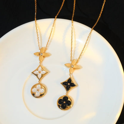 [Elitejewels]STAR AND SUN ONYX PINK GOLD NECKLACE