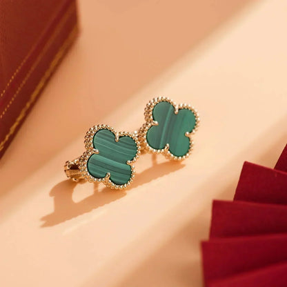 [Elitejewels]CLOVER MEDIUM 1 MOTIFS MALACHITE  EARRINGS