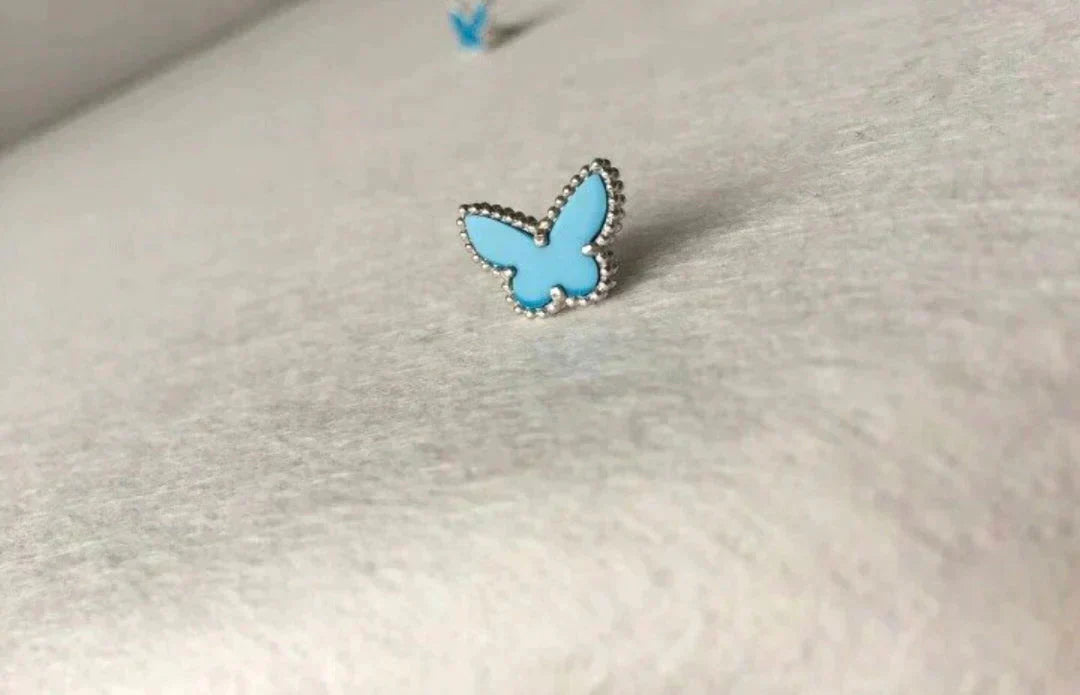 [Elitejewels]BUTTERFLY TURQUOISE EARRINGS SILVER