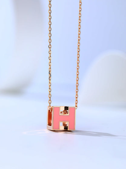 [Elitejewels]H CAGE PINK GOLD NECKLACE