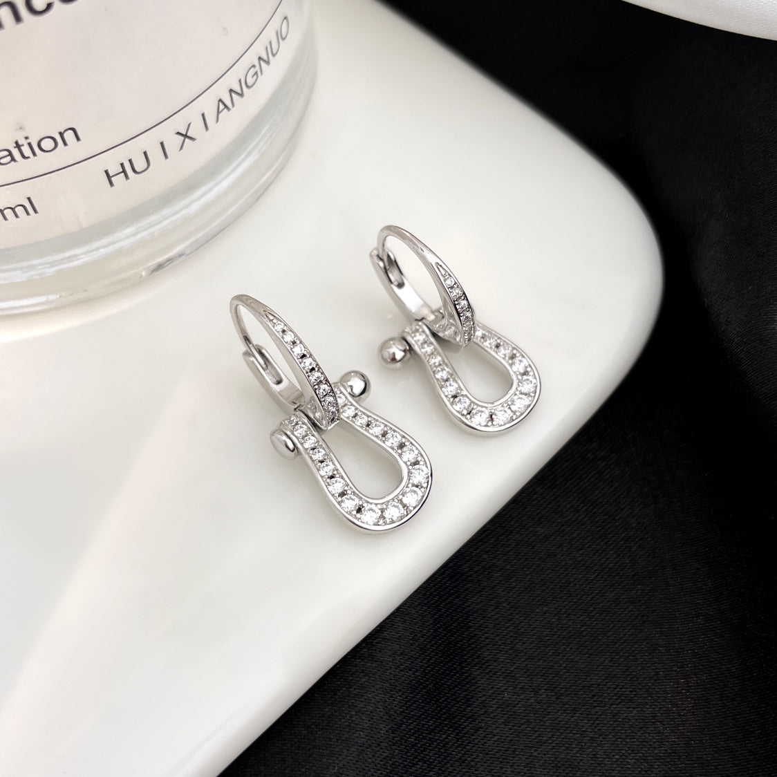 [Elitejewels]FORCE 10 FULL DIAMOND DROP EARRINGS MEDIUM MODEL