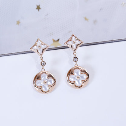 [Elitejewels]STAR AND SUN PINK GOLD MOP DROP EARRINGS