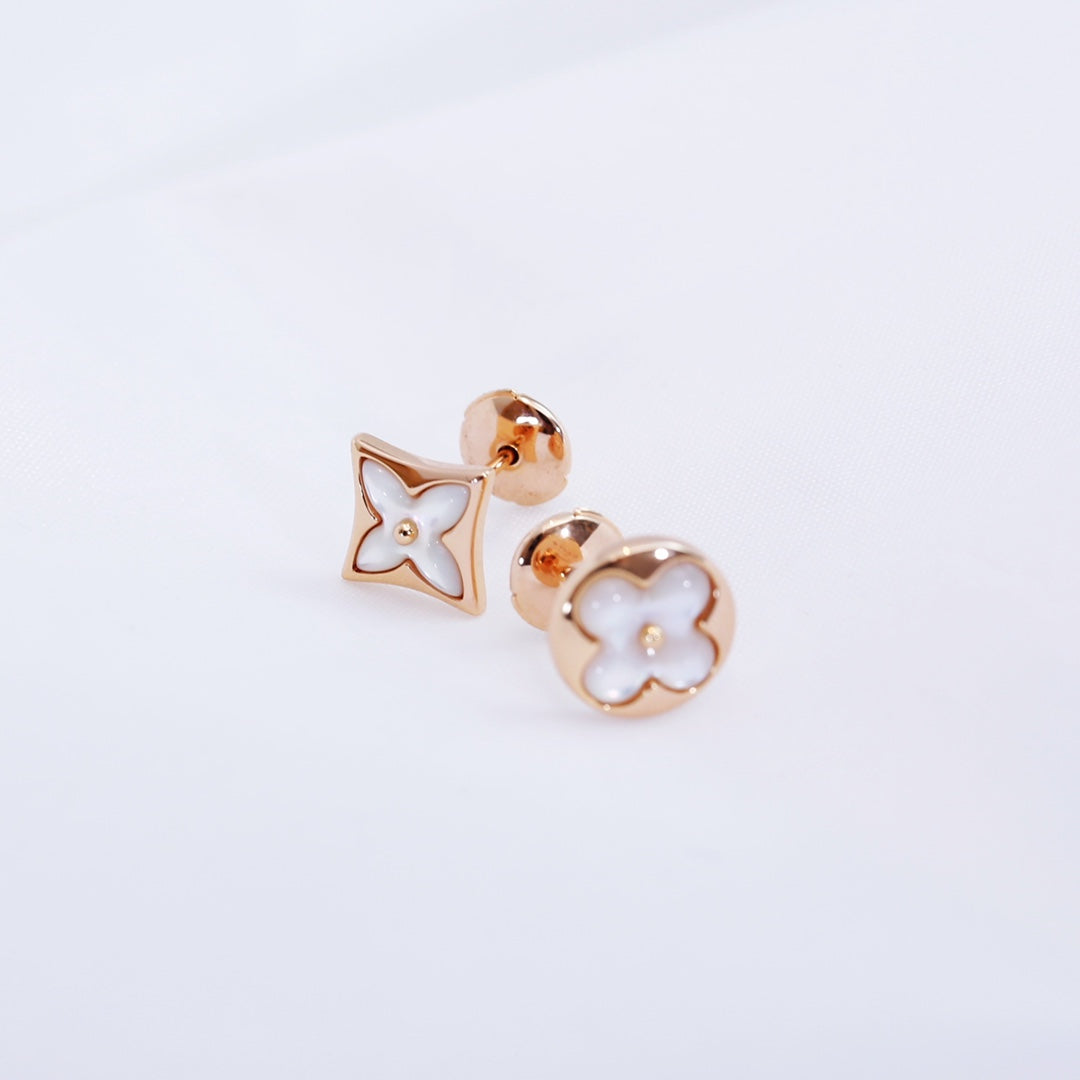 [Elitejewels]STAR AND SUN PINK GOLD MOP STUD EARRINGS