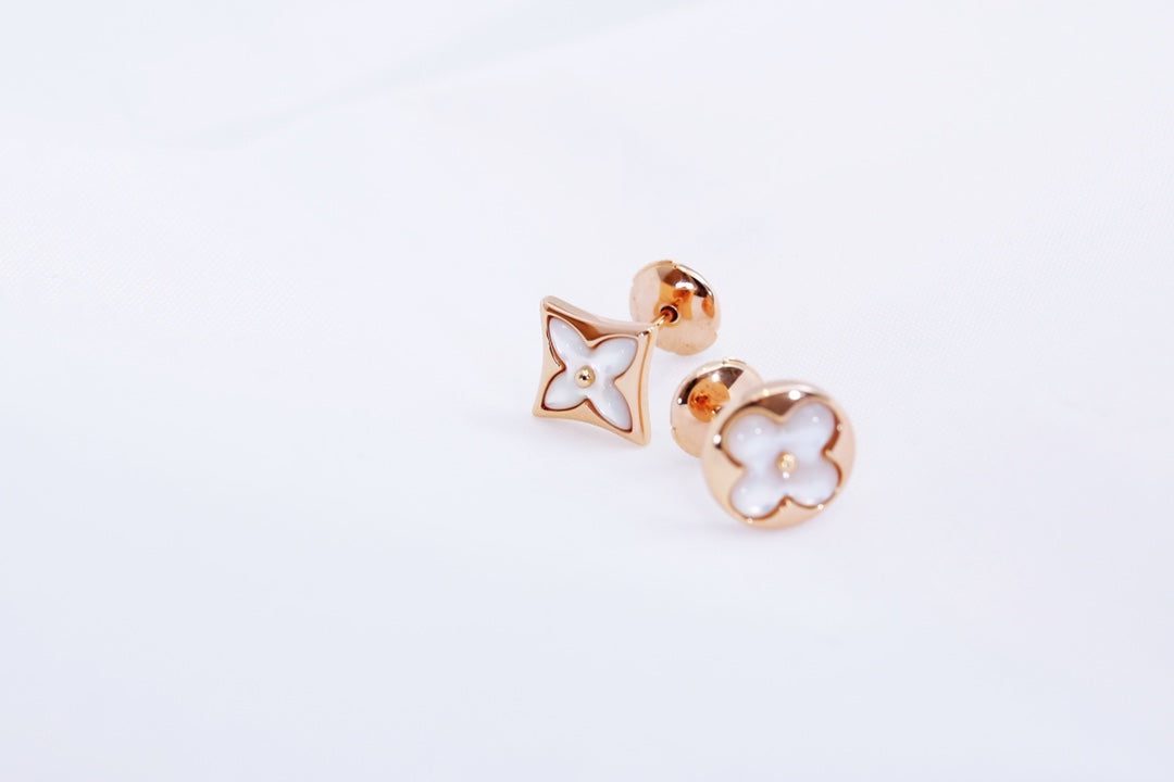 [Elitejewels]STAR AND SUN PINK GOLD MOP STUD EARRINGS