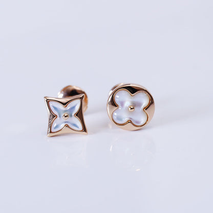 [Elitejewels]STAR AND SUN PINK GOLD MOP STUD EARRINGS