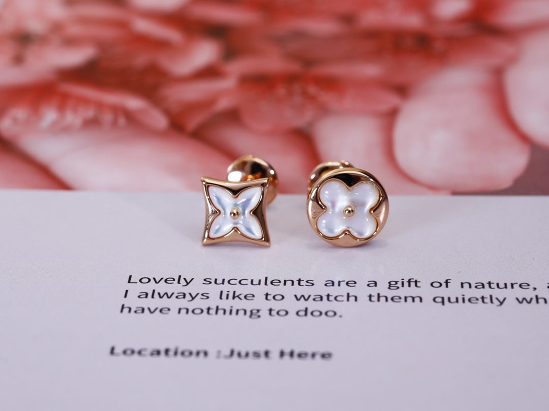 [Elitejewels]STAR AND SUN PINK GOLD MOP STUD EARRINGS