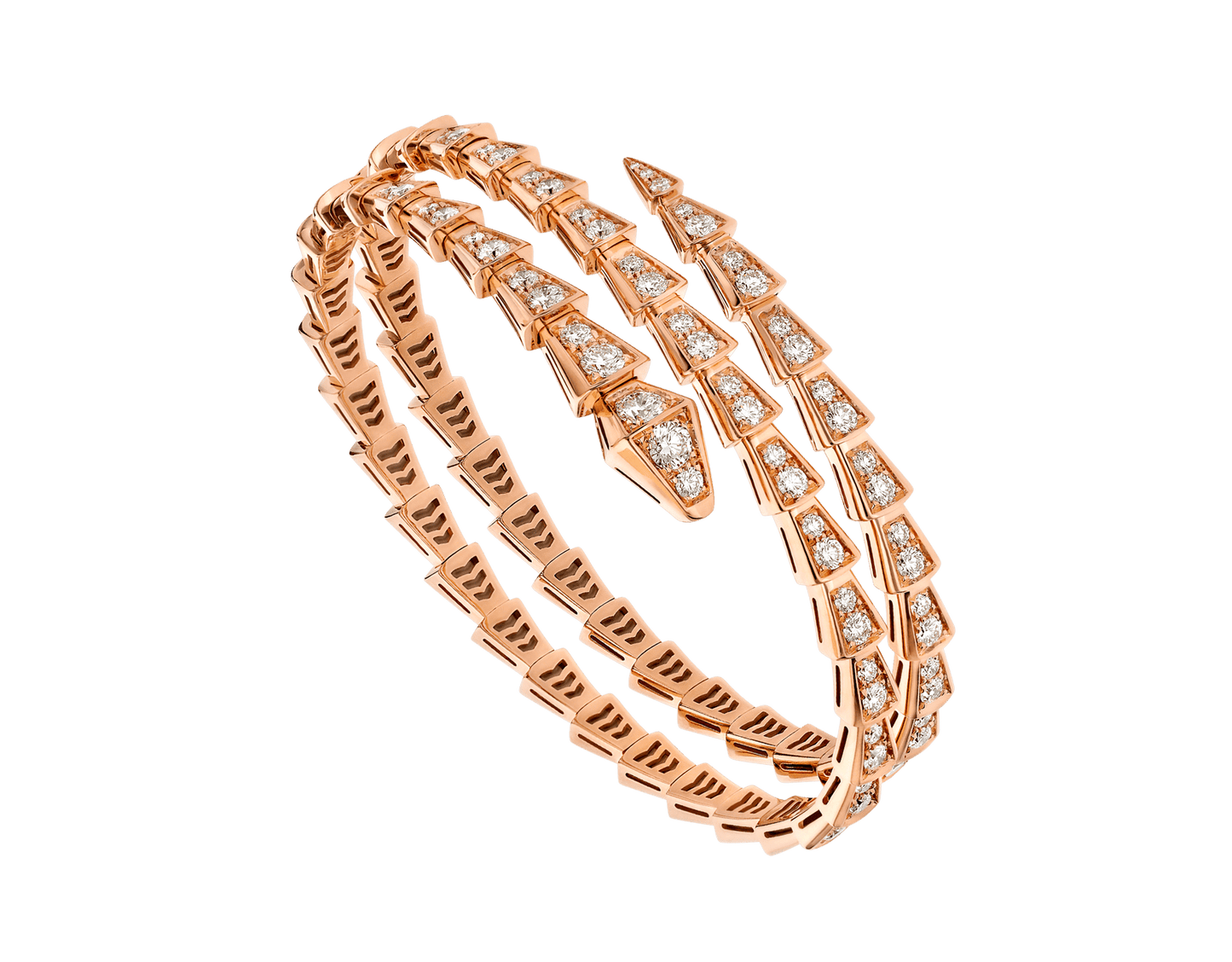 [Elitejewels]SERPENTI BRACELET PINK GOLD DIAMOND DOUBLE ROW