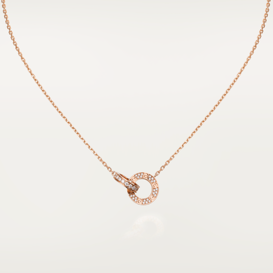 [Elitejewels] LOVE 7,6 MM HALSKETTE ROSÉGOLD UND SILBER VOLLER DIAMANT