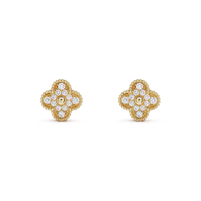 [Elitejewels]CLOVER MEDIUM 1 MOTIFS FUll DIAMOND EARRINGS