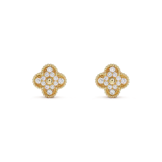 [Elitejewels]CLOVER MEDIUM 1 MOTIFS FUll DIAMOND EARRINGS