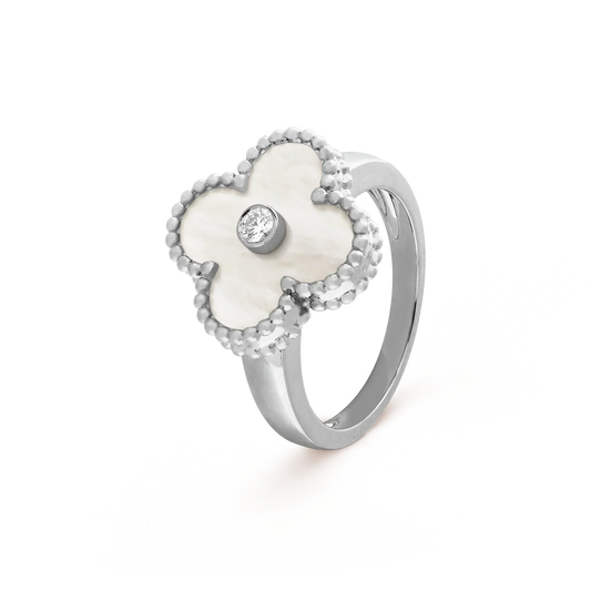 [Elitejewels]CLOVER SILVER MOP DIAMOND RING