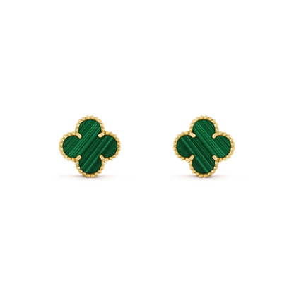 [Elitejewels]CLOVER MEDIUM 1 MOTIFS MALACHITE  EARRINGS