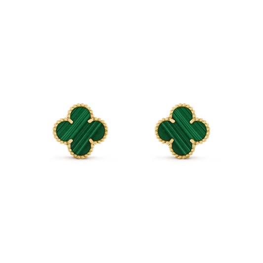 [Elitejewels]CLOVER MEDIUM 1 MOTIFS MALACHIT OHRRINGE