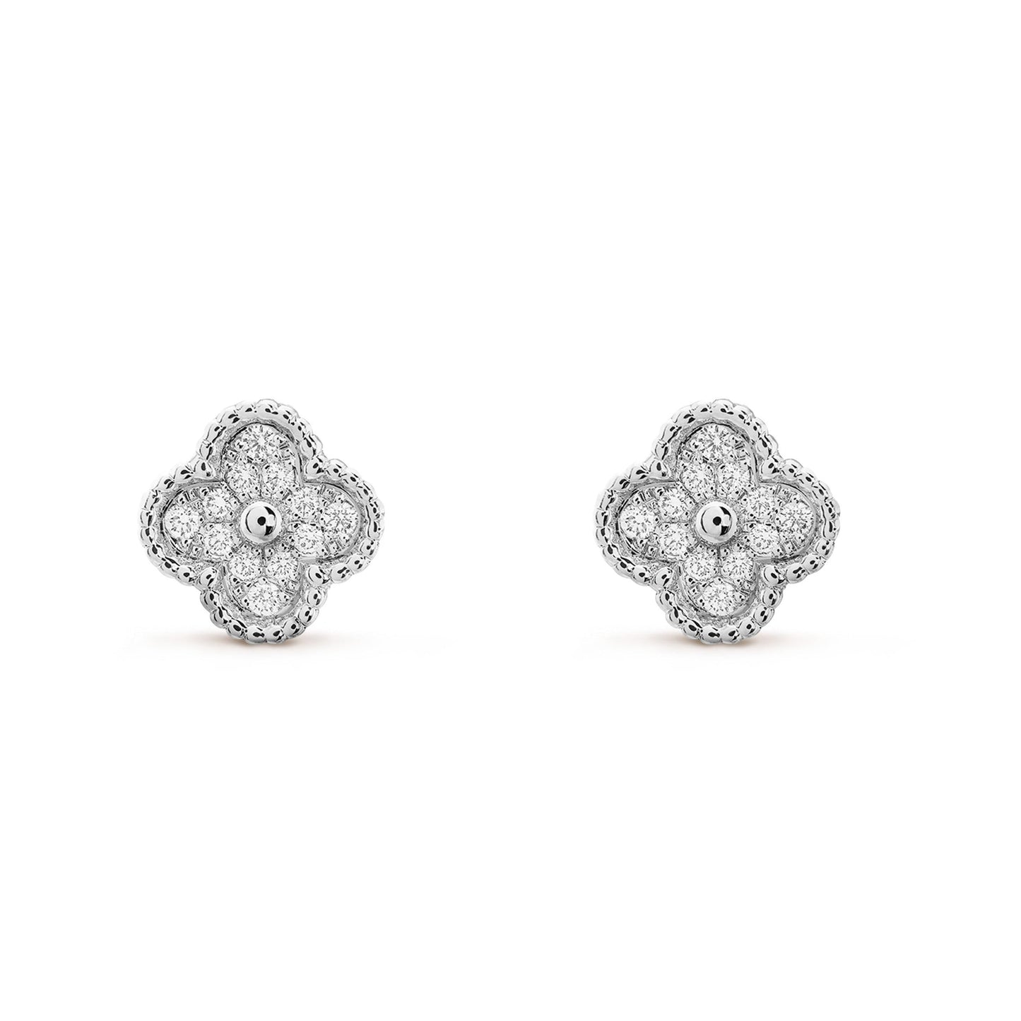 [Elitejewels]CLOVER MINI DIAMOND STUD EARRINGS