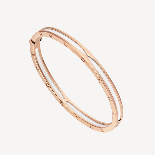 [Elitejewels]ZERO 1 PINK GOLD WITH WHITE CERAMIC BRACELET