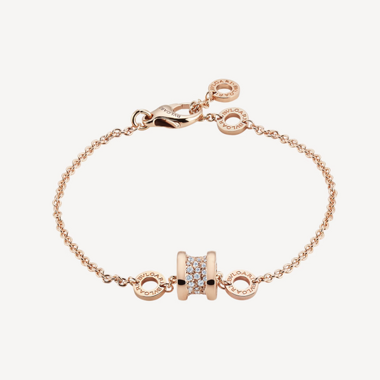 [Elitejewels]ZERO 1 SOFT PINK GOLD MIT PAVING DIAMANTEN AUF DEM SPIRAL ARMBAND