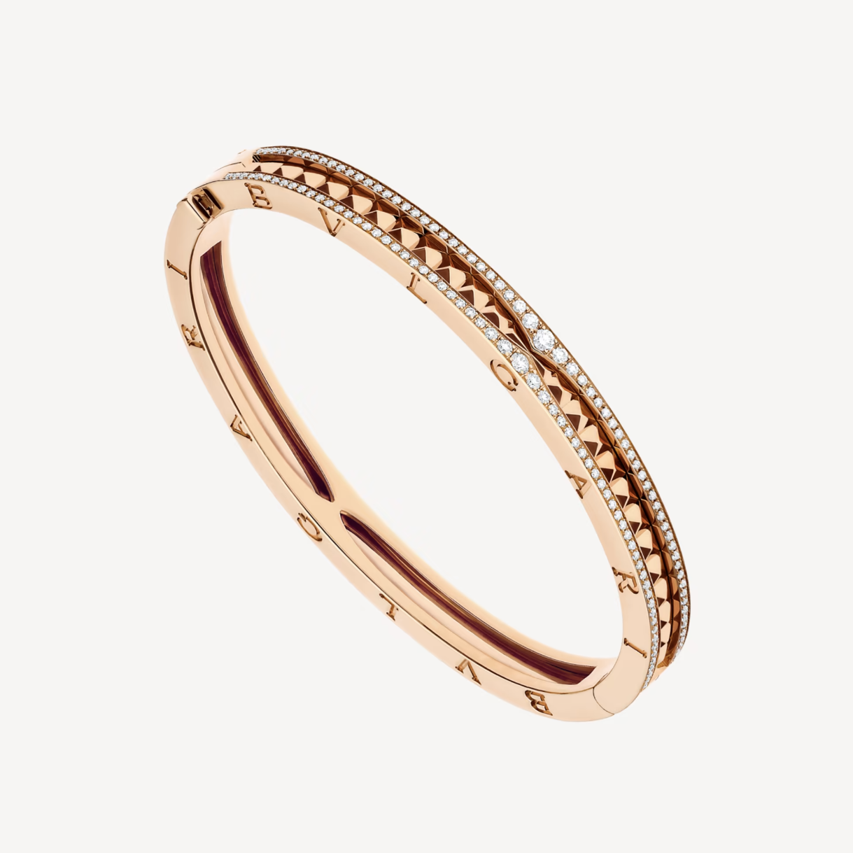 [Elitejewels]ZERO 1 SPIRAL AND PAVED DIAMOND PINK GOLD BRACELET