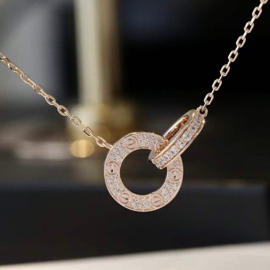 [Elitejewels] LOVE 7,6 MM HALSKETTE ROSÉGOLD UND SILBER VOLLER DIAMANT