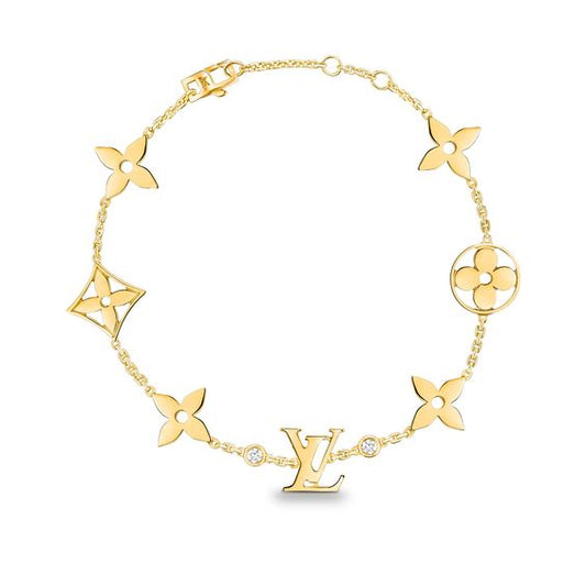 [Elitejewels]STAR AND SUN 7 MOTIFS GOLD BRACELET