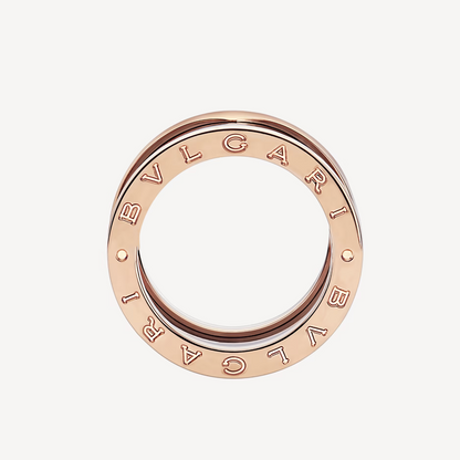 [Elitejewels]ZERO 1 FOUR-BAND LOOPS AND BLACK CERAMIC SPIRAL PINK GOLD RING