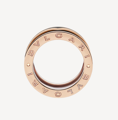 [Elitejewels]ZERO 1 TWO-BAND WITH MATTE BLACK CERAMIC PINK GOLD RING