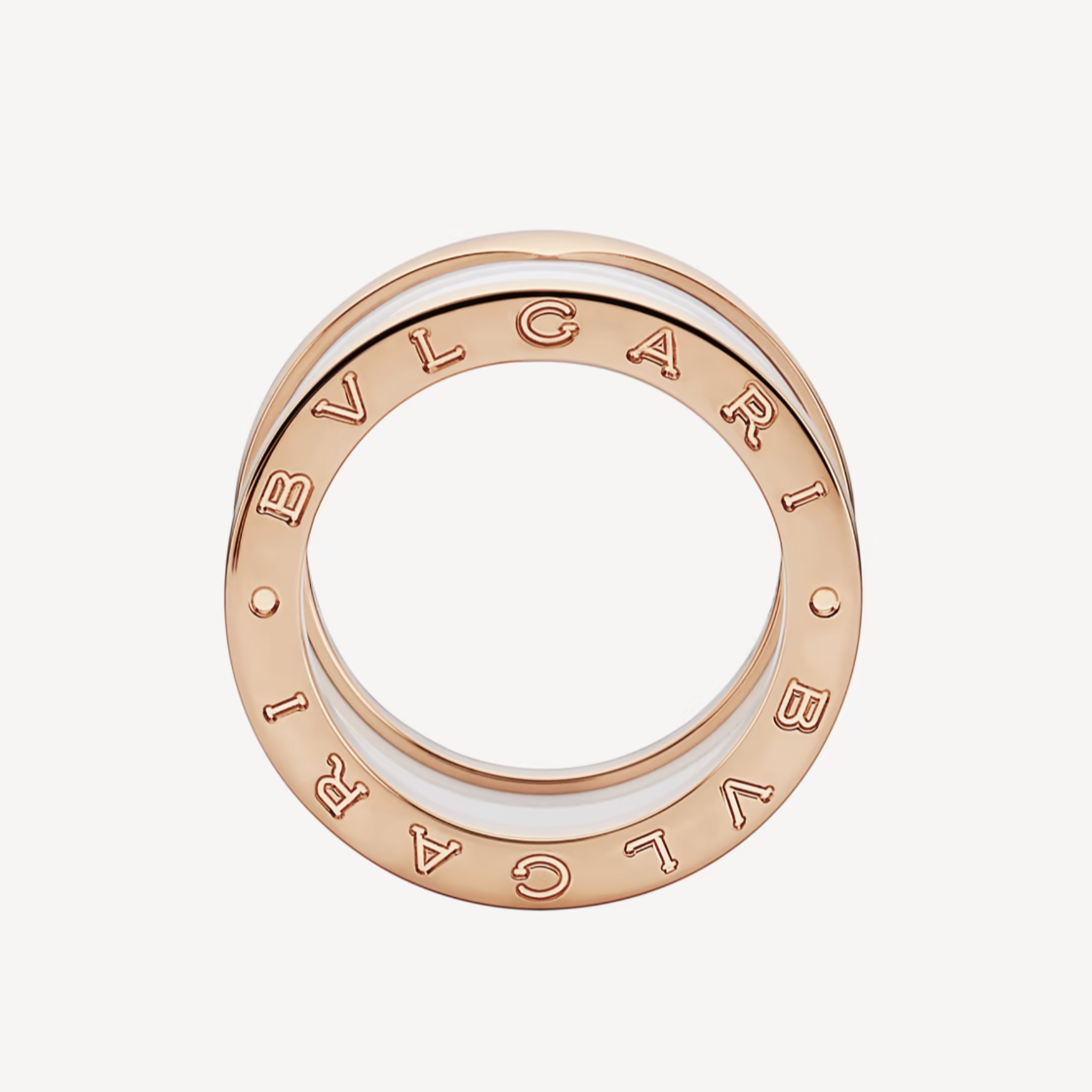 [Elitejewels]ZERO 1 RING AUS ROSAGOLD MIT VIER BÄNDERN UND WEISSER KERAMIK-SPIRALE