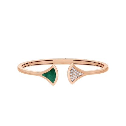 [Elitejewels]DREAM BRACELET OPEN MALACHITE PINK GOLD