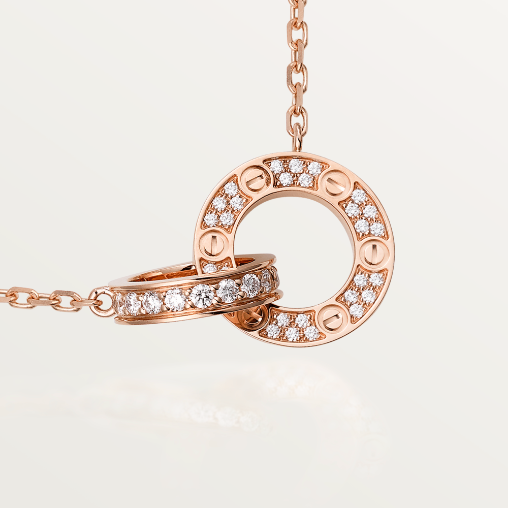 [Elitejewels] LOVE 7,6 MM HALSKETTE ROSÉGOLD UND SILBER VOLLER DIAMANT