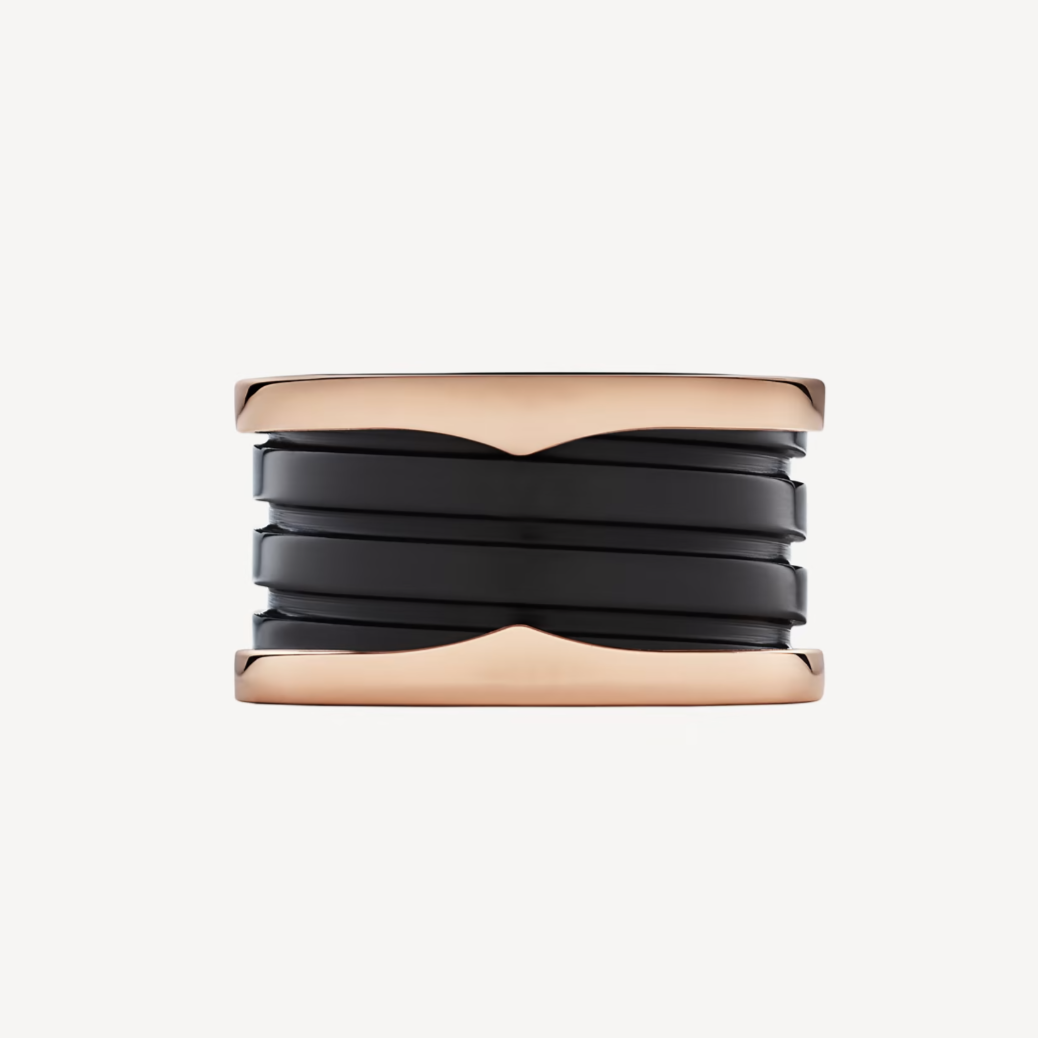 [Elitejewels]ZERO 1 FOUR-BAND LOOPS AND BLACK CERAMIC SPIRAL PINK GOLD RING