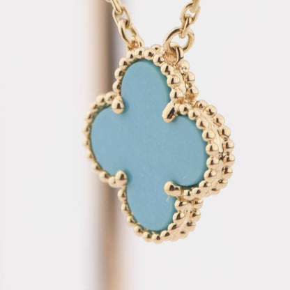 [Elitejewels]CLOVER 15MM VINTAGE TURQUOISE NECKLACE