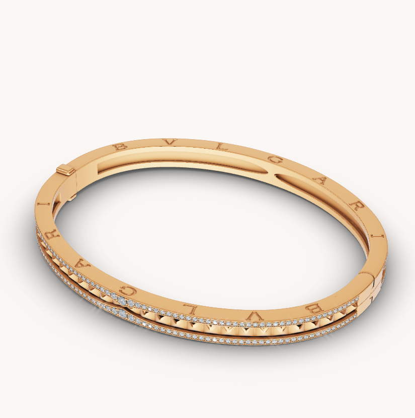 [Elitejewels]ZERO 1 SPIRAL AND PAVED DIAMOND GOLD BRACELET