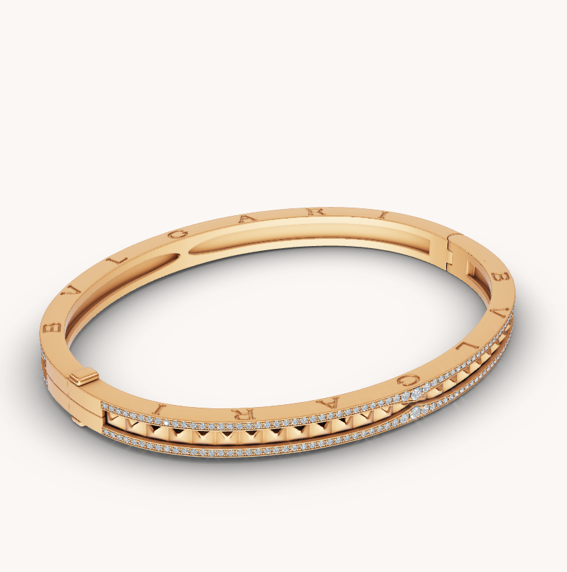 [Elitejewels]ZERO 1 SPIRAL AND PAVED DIAMOND GOLD BRACELET