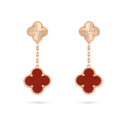 [Elitejewels]CLOVER 2 MOTIF  LASER CARNELIAN EARRINGS