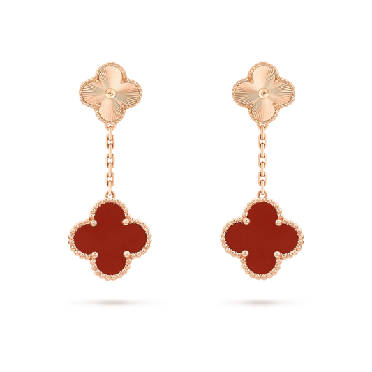 [Elitejewels]CLOVER 2 MOTIF  LASER CARNELIAN EARRINGS