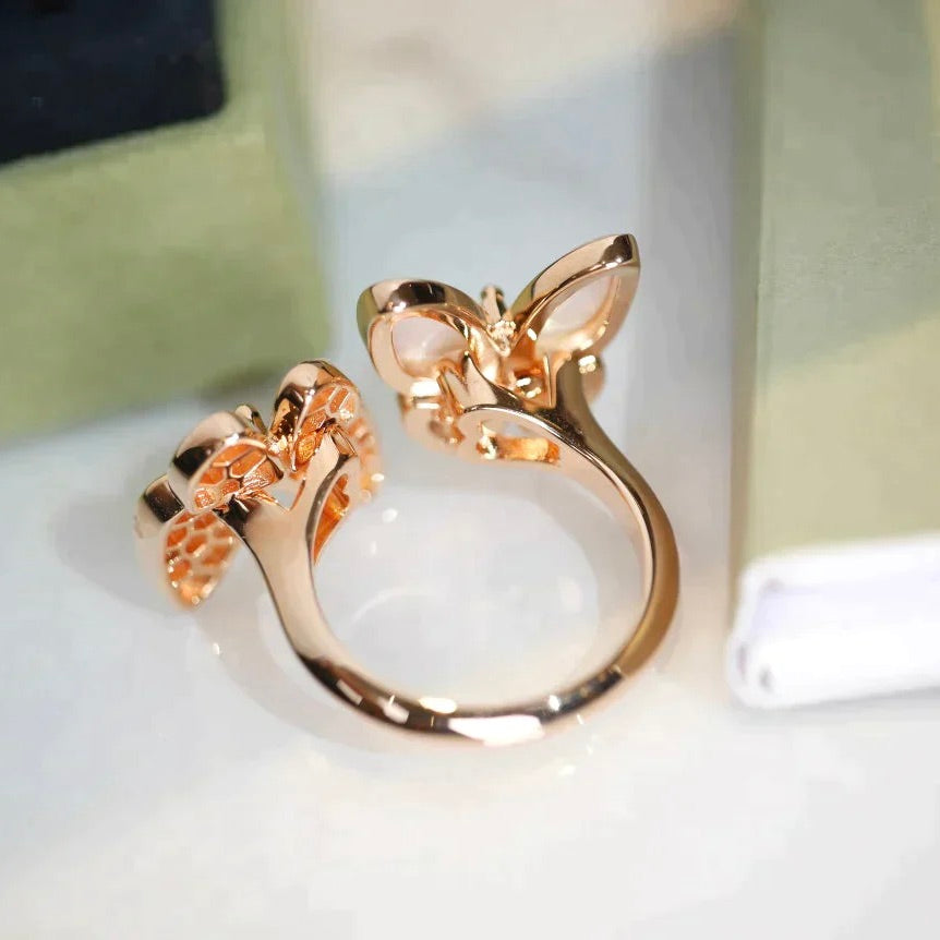 [Elitejewels]TWIN BUTTERFLY DIAMOND MOP RING