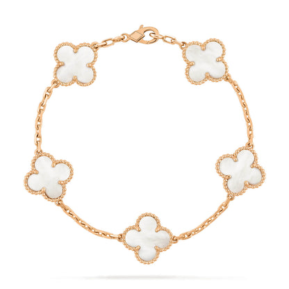 [Elitejewels]CLOVER  5 MOTIF WHITE MOP BRACELET