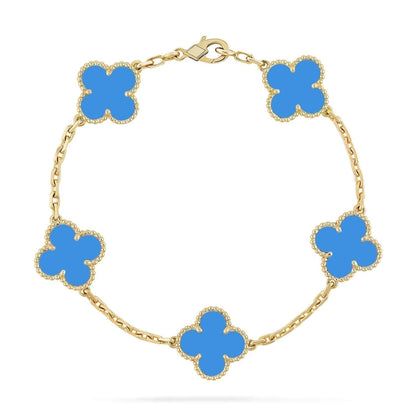 [Elitejewels]CLOVER 5 MOTIVE BLAUES ACHATARMBAND