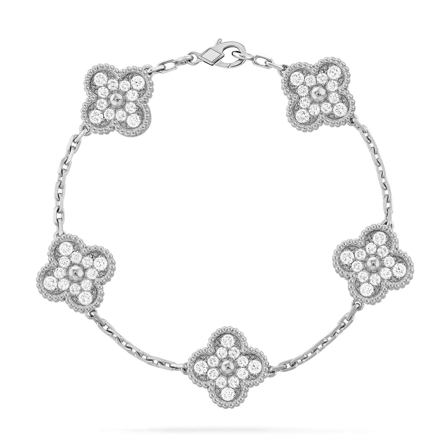 [Elitejewels]CLOVER 5 MOTIVE DIAMANTARMBAND SILBER