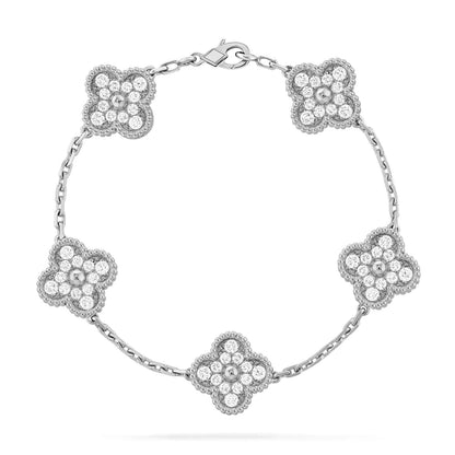 [Elitejewels]CLOVER 5 MOTIFS  DIAMOND BRACELET SILVER