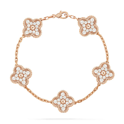 [Elitejewels]CLOVER 5 MOTIFS  FULL DIAMOND BRACELET