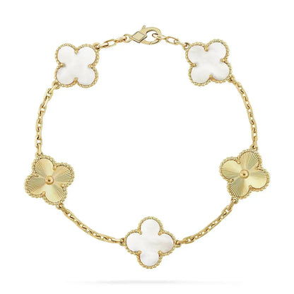 [Elitejewels]CLOVER BRACELET 5 MOTIF WHITE MOP PINK GOLD