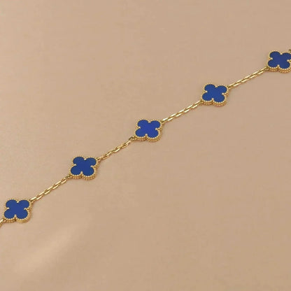 [Elitejewels]CLOVER 5 MOTIFS BLUE AGATE BRACELET