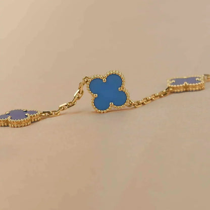 [Elitejewels]CLOVER 5 MOTIVE BLAUES ACHATARMBAND