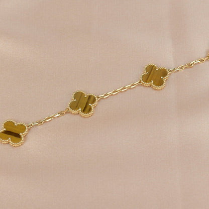 [Elitejewels]CLOVER  5 MOTIFS TIGER EYE BRACELET