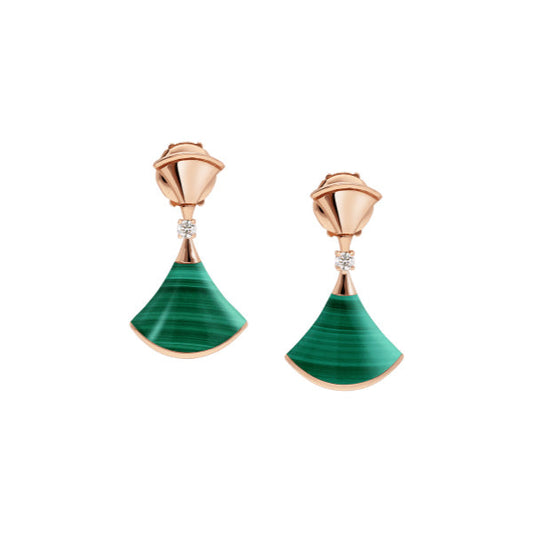 [Elitejewels]DREAM MALACHITE PINK GOLD EARRINGS